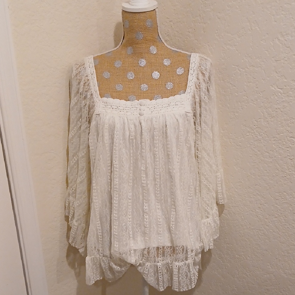 Cream Boho Lace Top